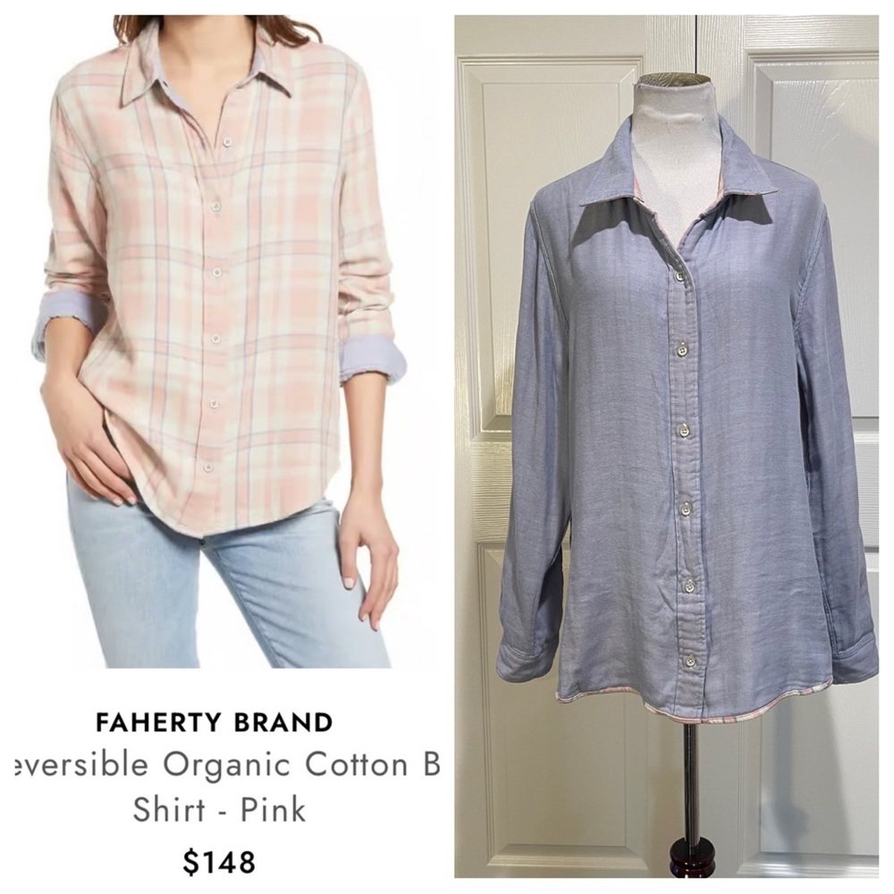 NWT! FAHERTY BRAND Belmar Reversible Organic Cotton Button-Up